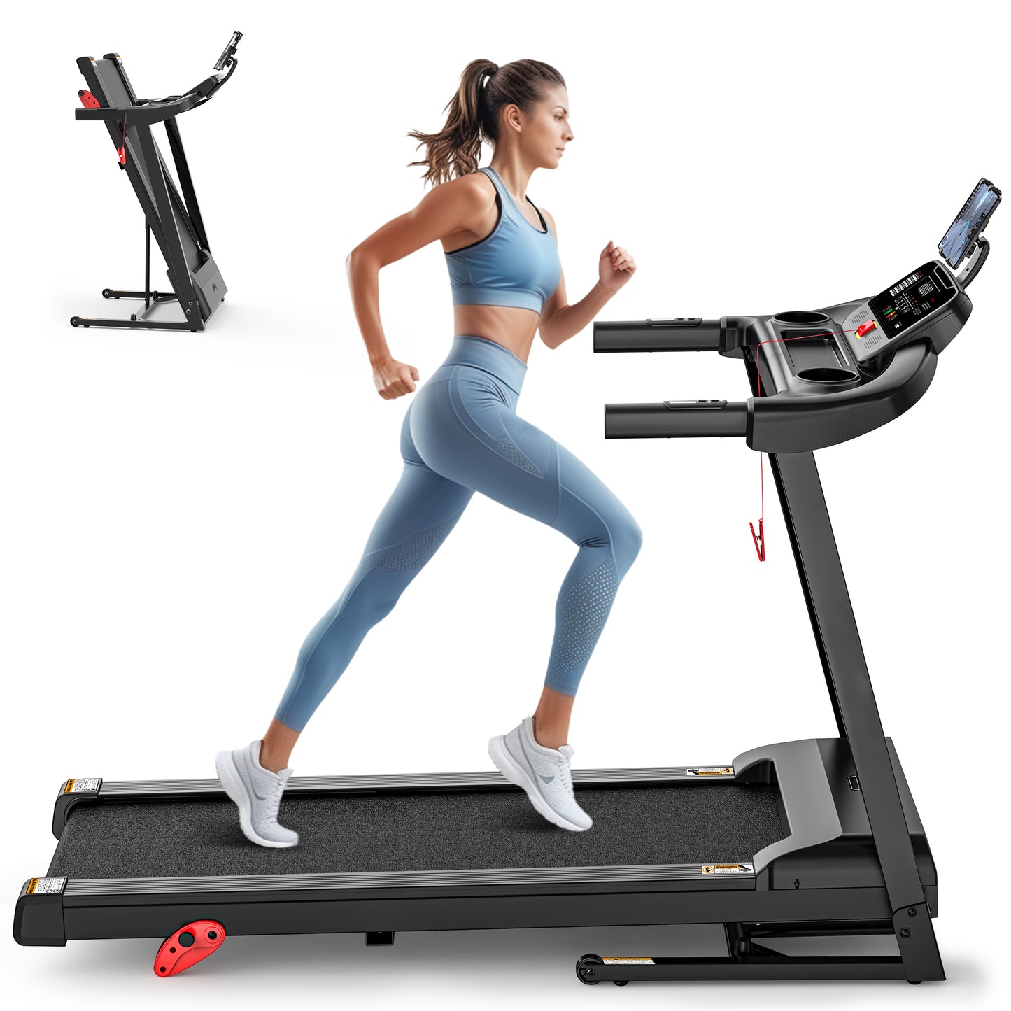 3.0HP Folding Treadmill with Auto Incline, Step Counter, Bluetooth, App Sync, Wide Belt, Heart Rate Monitor – Home Gym Running Machine for All Fitness Levels