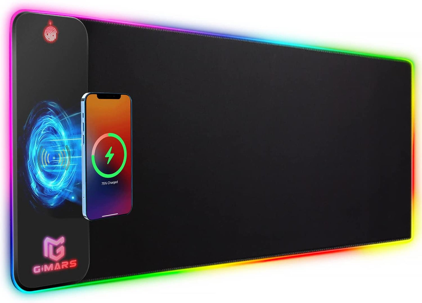 Famistar RGB Mouse Pad with Wireless Charging, Extended Large Gaming Mouse Pad with 10W Fast Charging, 10 Colors LED Light, Premium Smooth Surface, Non Slip Mouse Mat for Gaming,Desks, PC,Office