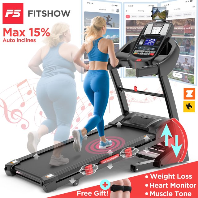 Foldable Treadmill with 4.8HP Motor, 15 Auto Incline Levels, Bluetooth Speakers, Smart APP Control, 300 lbs Capacity, Ideal for Home Workout