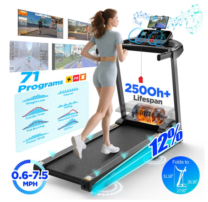 Treadmill for Home, Folding Treadmill with Incline, Treadmill 300lbs Capacity
