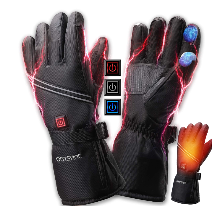 Electric Heated Gloves with Rechargeable Battery 3000mAh 7.4V One Size -Black