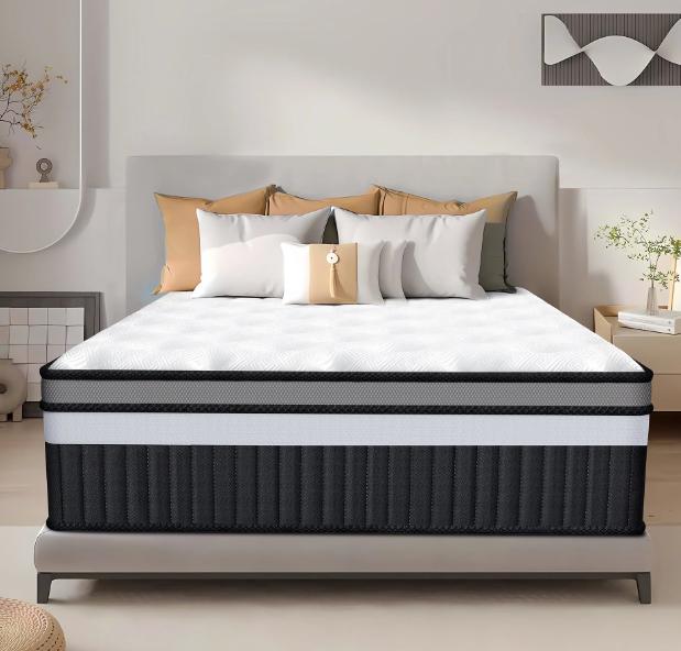 Qvamodo Queen Mattress, Memory Foam Mattress Queen Size, 14 Inch Hybrid Mattress in a Box with Individual Pocket Spring for Motion Isolation & Silent Sleep, CertiPUR-US