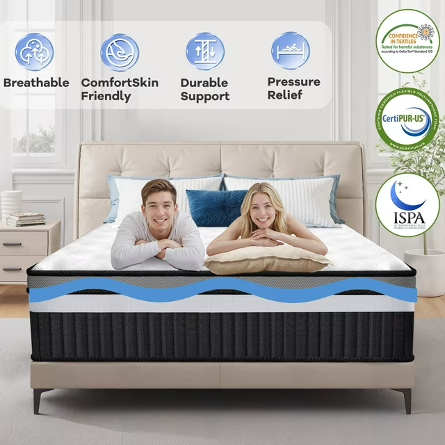 Queen Mattress In a Box, 14" Cooling Gel Memory Foam Queen Size Mattress, Medium Firm for Presure Relief&Cooler Sleep, CertiPUR-US