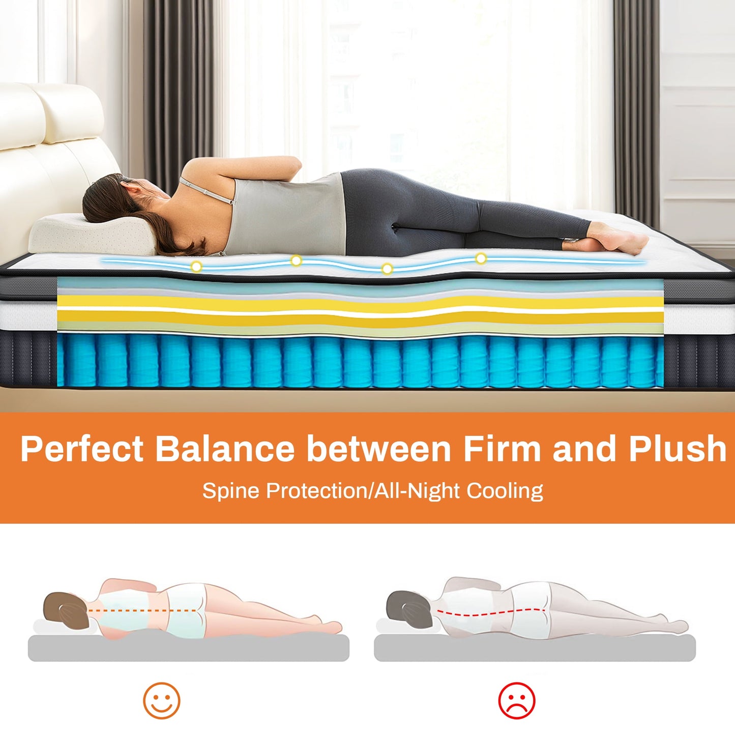 FaayFian 14" Queen Size Mattress, Gel Memory Foam Mattress, Queen Hybrid Mettress in a Box for Cooling Sleeping & Pressure Relief, Medium Firm, CertiPUR-US