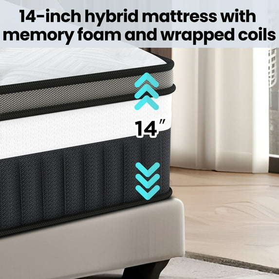 14 Inch Memory Foam Mattress, Queen Size Mattress, Medium Firm, CertiPUR-US Certified, Comfortable Mattress for All Ages