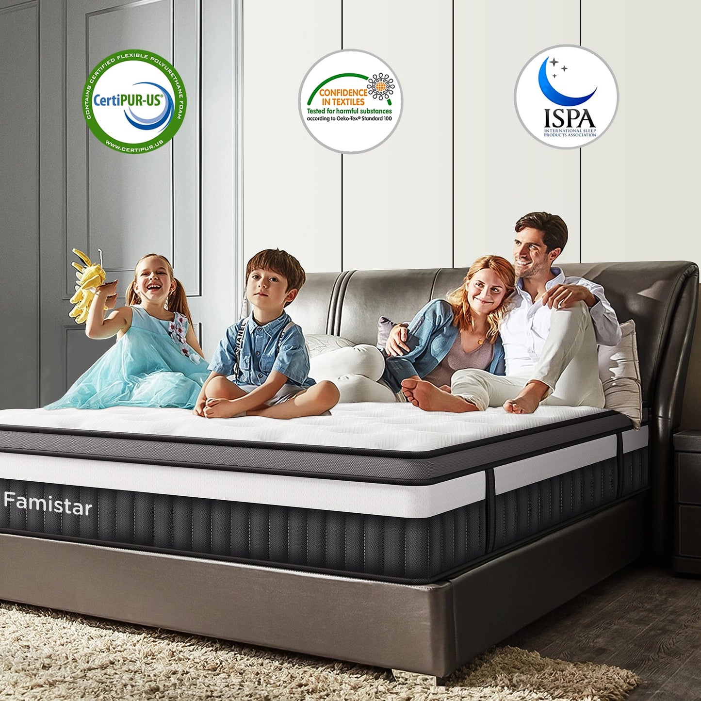 King Size Mattress, Famistar 13 Inch Memory Foam Mattress in a Box, Individual Innerspring hybrid King Bed Mattress, Medium Firm, CertiPUR-US Certified