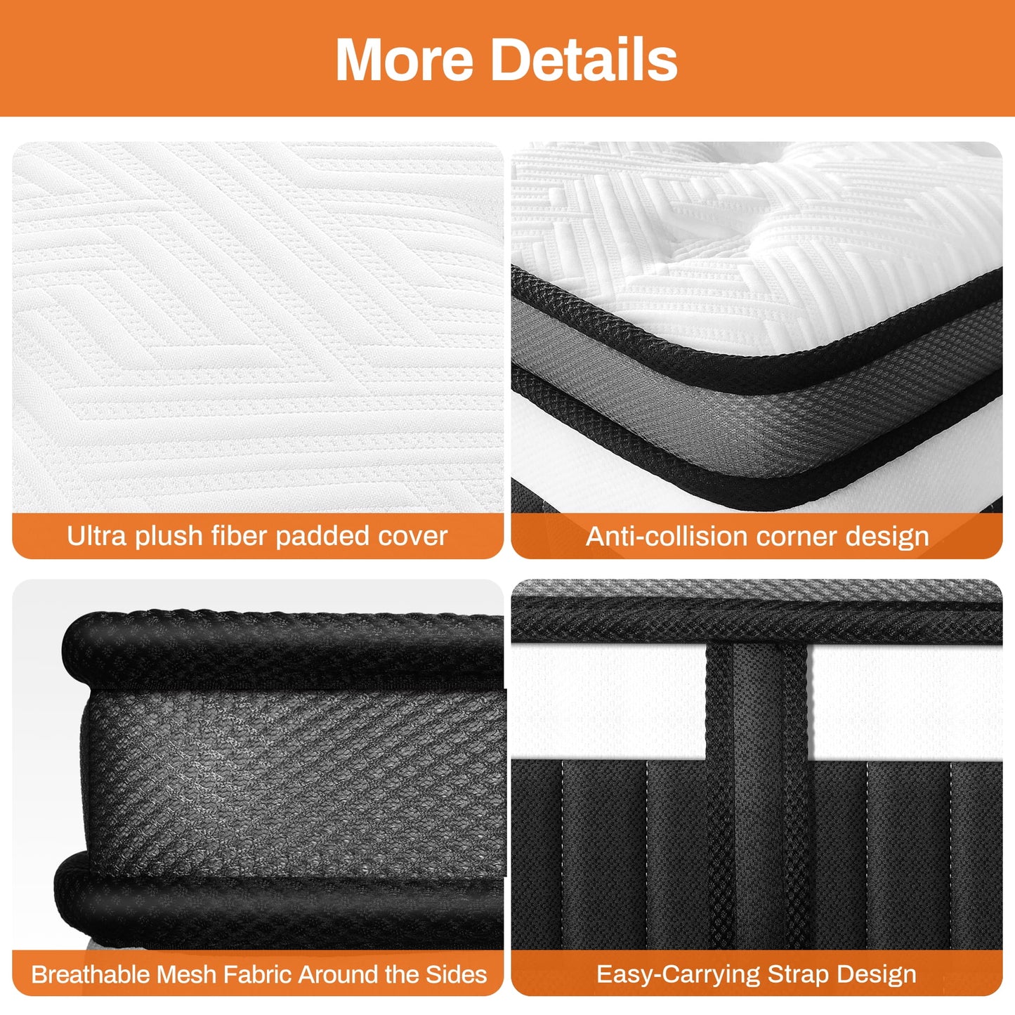 Qvamodo Cooling Gel Queen Size Mattress in a Box, 14in Mattress in a Box, Medium-Firm for Presure Relief&Cooler Sleep