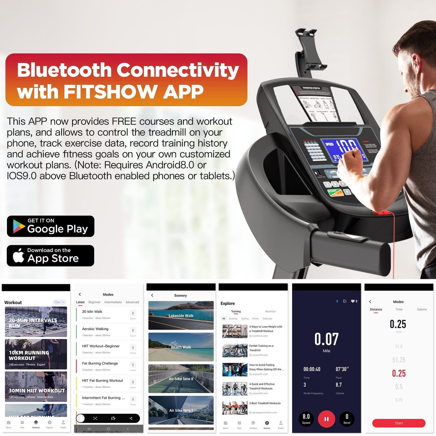 Qvamodo 5HP Foldable Treadmill w/ 300lb Capacity, 15% Auto Incline Treadmill, Smart APP w/ Training Course, 10MPH, 71 Preset Programs - for Home or Office Use, Portable Running and Walking Machine