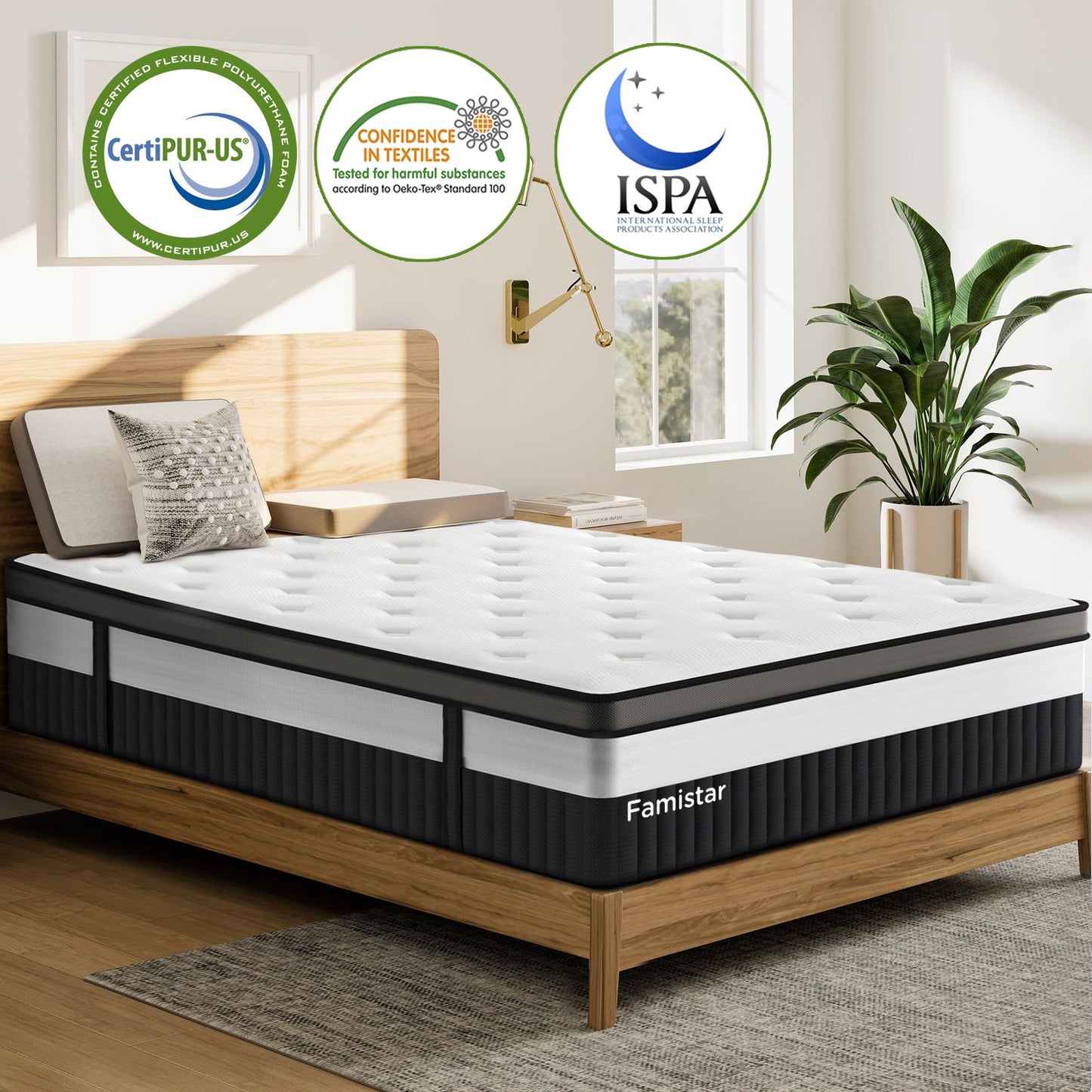 14β King Mattress in a Box, Memory Foam Mattress with High Quilted Hybrid of Comfort Foam and Pocket Spring, CertiPUR-US Certified