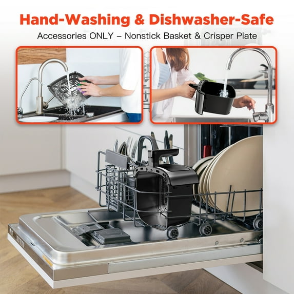 ODYAAZ Air Fryer Oven 10 Preset Cookings, Portable Air Fryer w/ Large 7.5 QT, Touch Screen, Dishwasher-Safe W/100 Pcs Liners