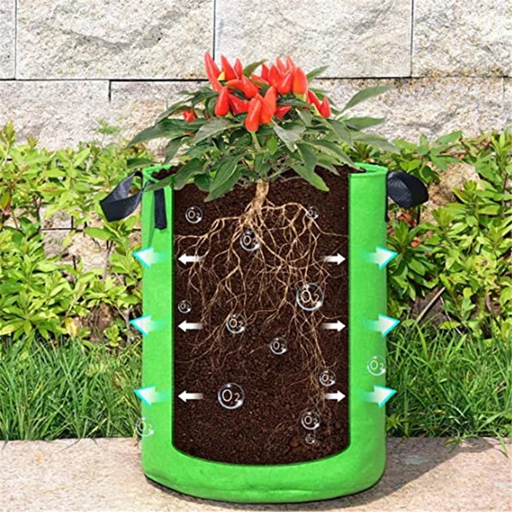 10 Gallon 3 Pack Potato Grow Bags, Grow Bags Garden Container Heavy Duty Aeration Fabric Pots