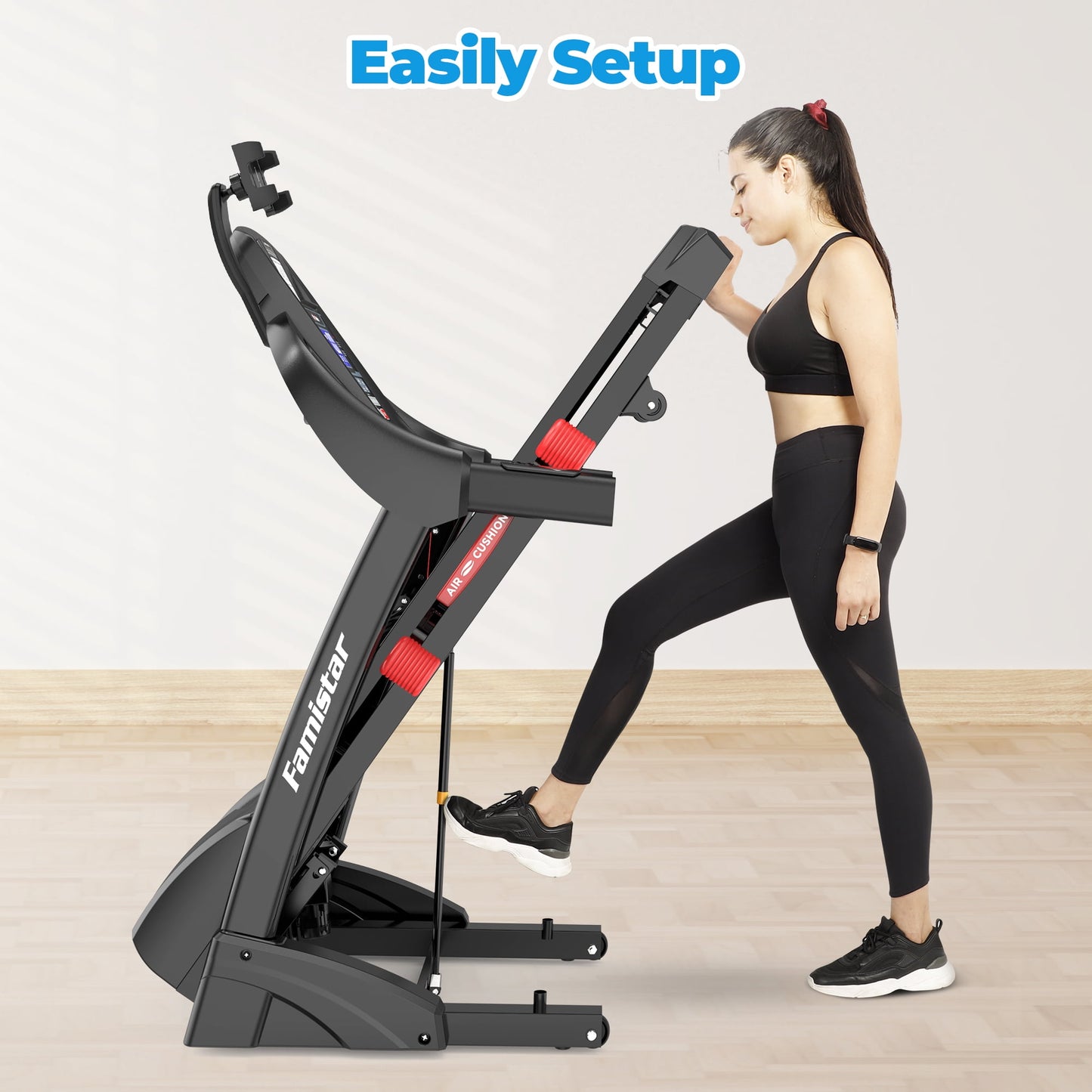 Famistar 4.9HP Treadmill 300LB Capacity, 15% Auto Incline Treadmill for Home, 10MPH Fast Speed