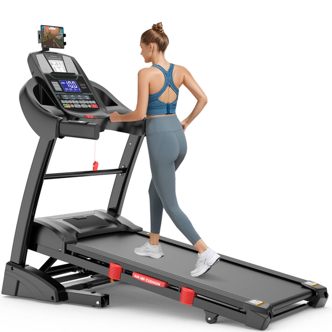 Portable Treadmill with 300 lb for Home/Office, 10 MPH Walking Machine Treadmill with Incline up to 15%, Foldable Treadmill with Handles, Low Noise Walking, Exercise Equipment w/71 Programs