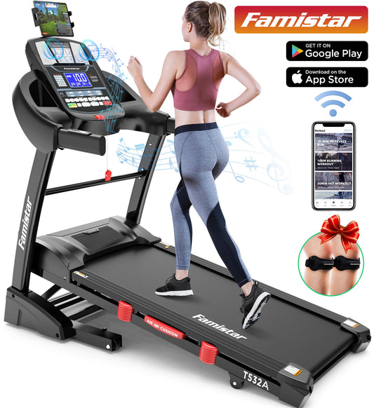 4.5HP Treadmill Clearance for Home Exercise with 15% Auto Incline Foldable Portable for Running Walking Jogging, 300 lb Capacity, Smart APP, HiFi Bluetooth Speakers, 10MPH Speed, Flexible iPad Holder
