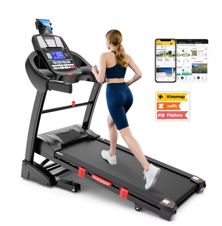 FaayFian Treadmills for Home, 4.75HP Quiet Brushless Folding Treadmill with Auto Incline, Dual Cushion System,Treadmill 300lb Capacity w/Holder for Cup & Phone, 64+3+3+1 Programs, Knee Gift