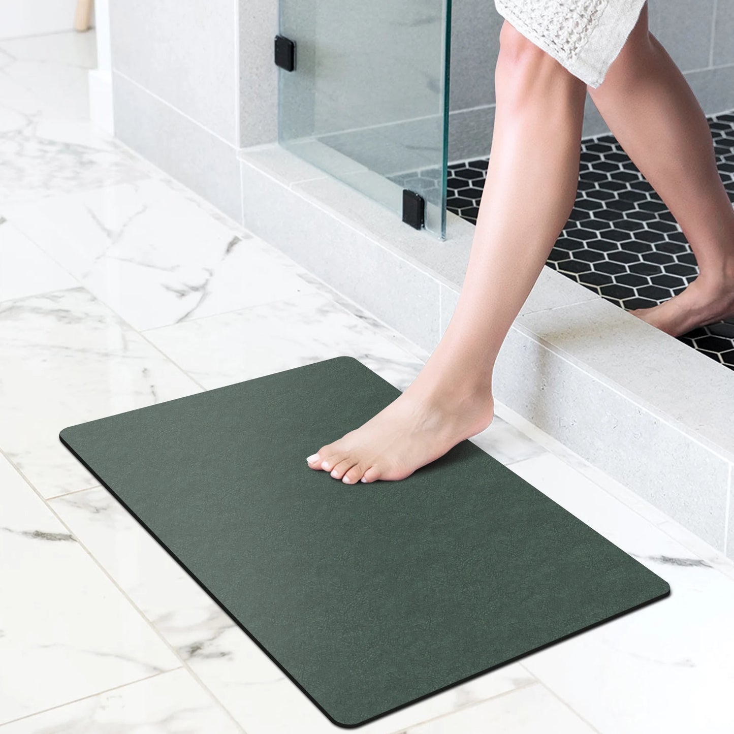 Campmoy Bath Mat Rug, Non Slip Quick Dry Super Absorbent Thin Bathroom Rugs