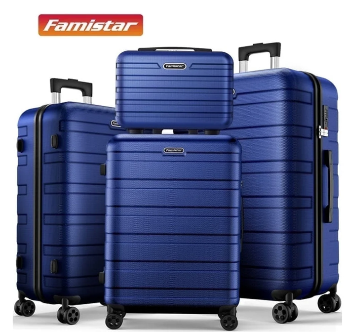 ODYAAZ 4Pcs Hardshell Luggage Set, Lightweight Suitcases w/ Spinner Wheels, Carry on Luggage, Blue