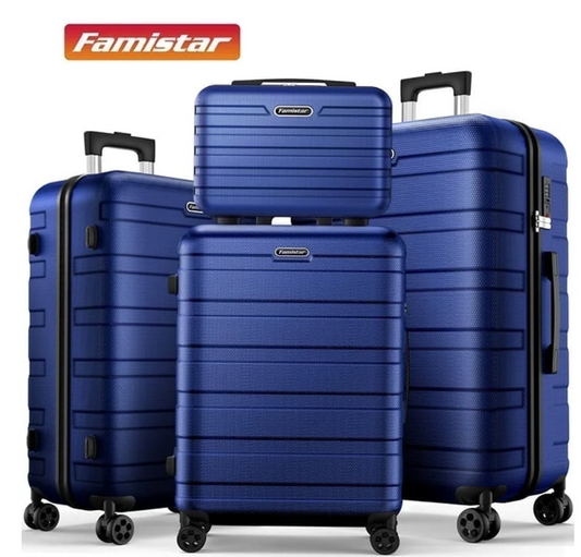 ODYAAZ 4Pcs Hardshell Luggage Set, Lightweight Suitcases w/ Spinner Wheels, Carry on Luggage, Blue