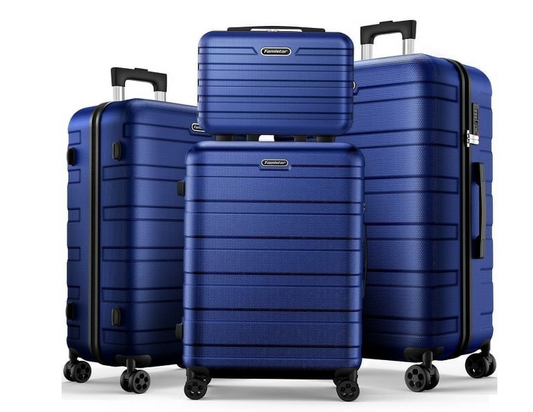 ODYAAZ Luggage Sets 4 Piece, Expandable ABS Durable Suitcases Sets, TSA Lock Travel Checked Luggage Sets Navy Blue