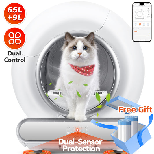 Self Cleaning Cat Litter Box, Automatic Litter Box w/ Liner, Sensor Protection for Multi Cat