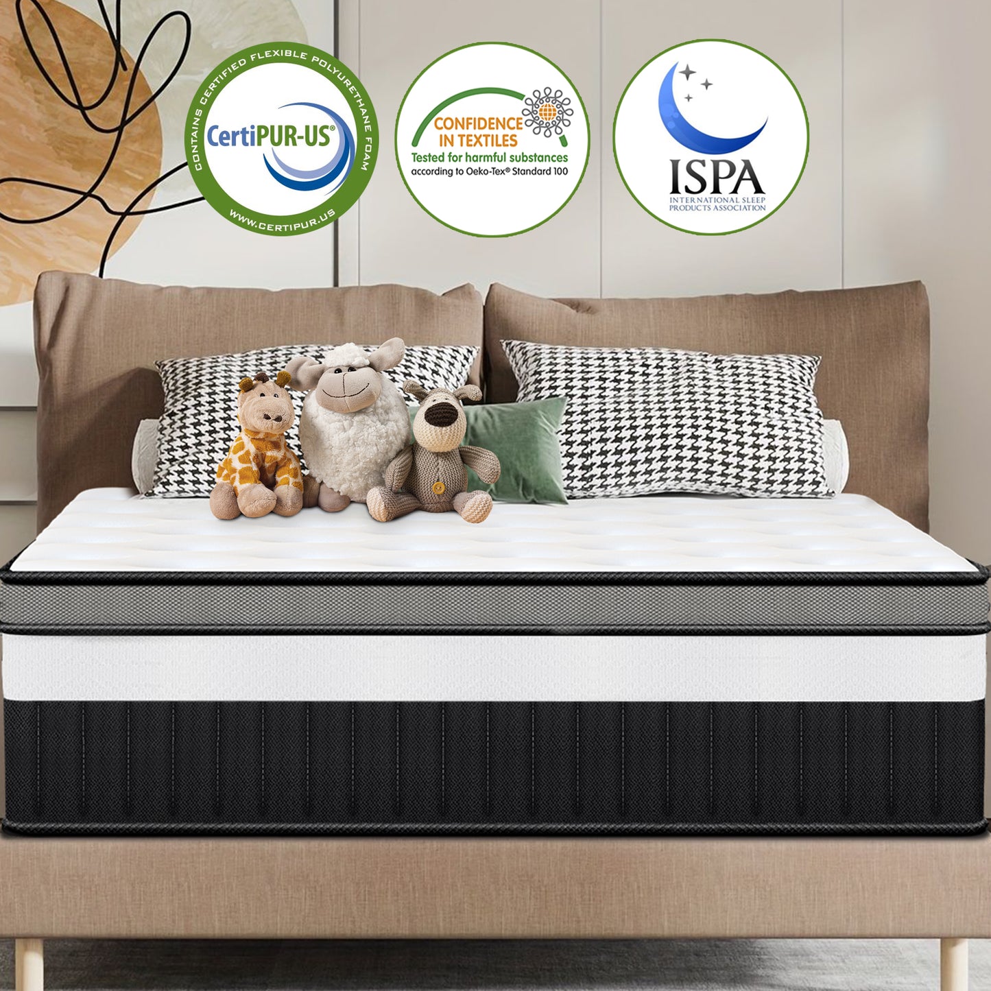 14" King Mattress, Gel Memory Foam and Pocket Innerspring Mattress for Motion Isolation, Medium Firm Feel, Pressure Relief, Cooling Breathable Mattress in a box, White