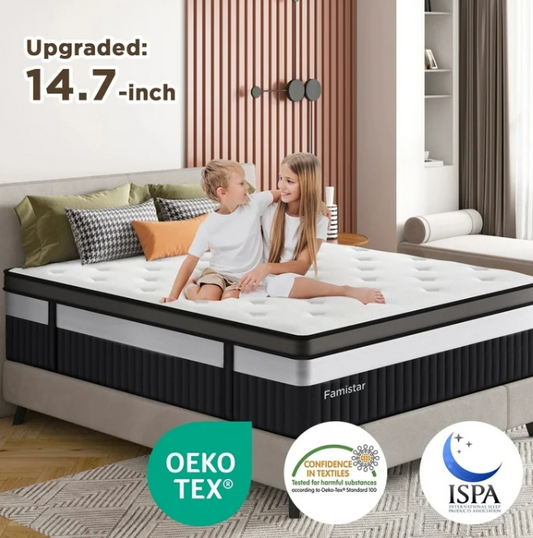 14" King Size Mattress Medium Firm Memory Foam Hybrid Mattress with Pressure Relief