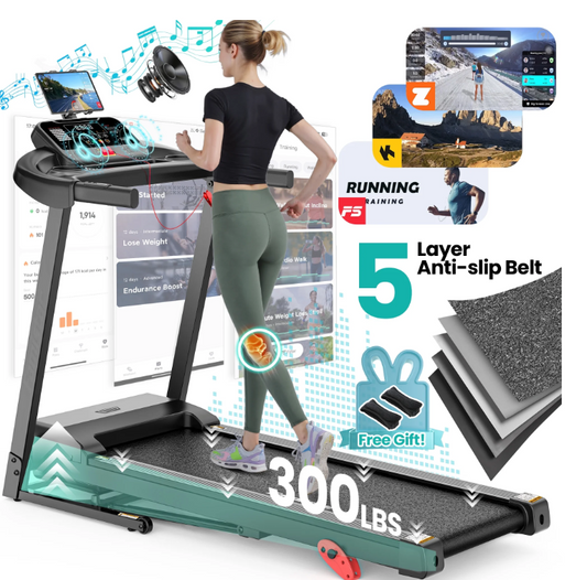 FaayFian 300 lbs Portable Folding Treadmill, 2.75 HP Foldable Compact Treadmill for Home Office, Walking Running Treadmill with LED Display for Exercise, Treadmill with Incline, 64 Programs