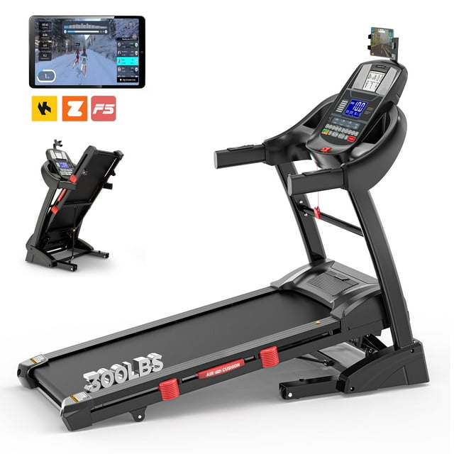 15 % Auto Incline Treadmill, 5HP Foldable Treadmill for Home 300Lbs Capacity, Interactive Workouts Via App