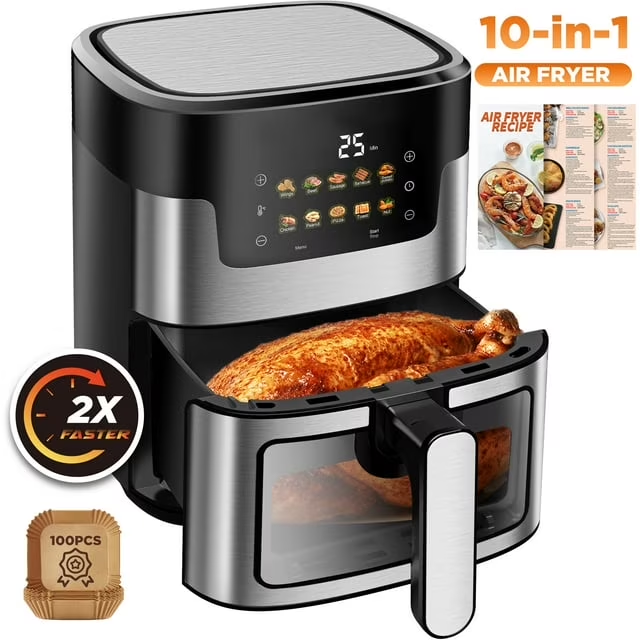 7.5QT Air Fryer, Smart Touchscreen, 10 Cooking Modes, Rapid 360° Heat, Restaurant Results at Hom