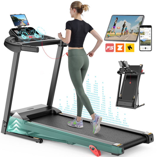 FaayFian 300 lbs Portable Folding Treadmill, 2.75 HP Foldable Compact Treadmill for Home Office, Walking Running Treadmill with LED Display for Exercise, Treadmill with Incline, 64 Programs