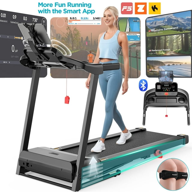 2.75HP Foldable Treadmill w/ Incline, 300lbs Capacity Treadmill for Home with 64+7 Preset Programs