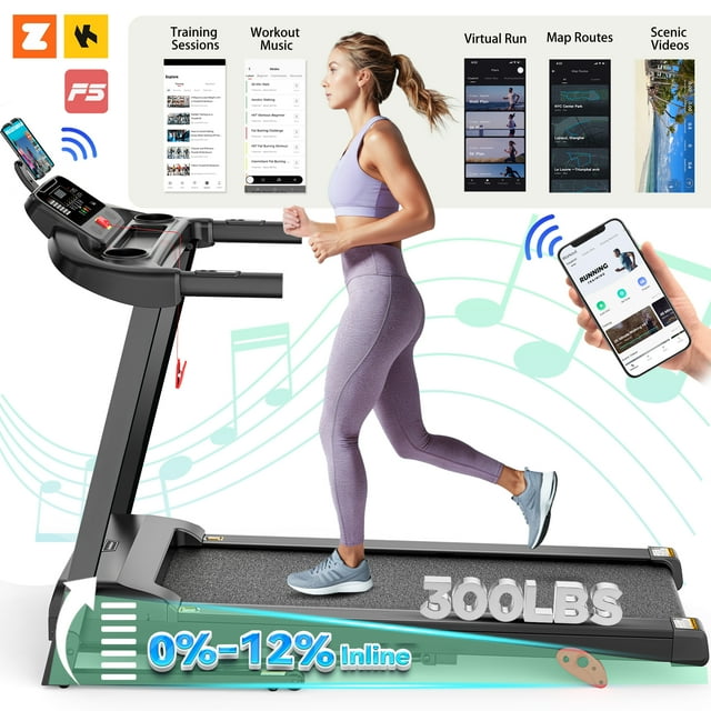 ODYAAZ 3.75HP Folding Treadmill with 300lbs Capacity, 71 Programs Treadmill for Home, 3 Adjustable Incline