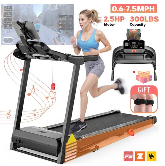 MAJUNES Folding Treadmill 300lbs Capacity, 6% Incline Treadmill with App Control, Electric Treadmill for Home Use, Free Fit Course, 64+3+3+1Programs, Shock Absorption, Home&Office
