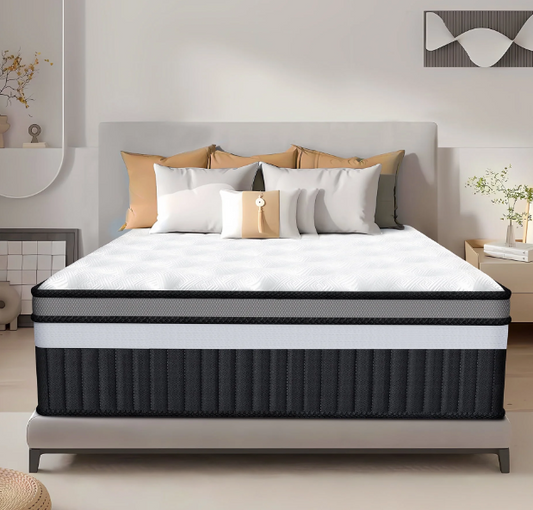 Qvamodo Queen Mattress, Memory Foam Mattress Queen Size, 14 Inch Hybrid Mattress in a Box with Individual Pocket Spring for Motion Isolation & Silent Sleep, CertiPUR-US