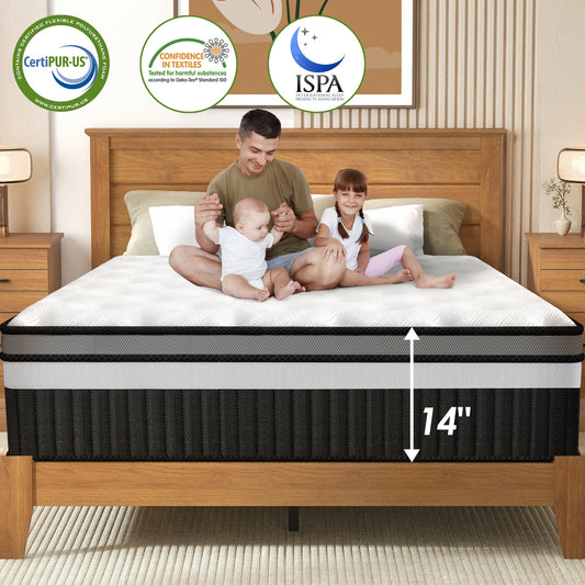 FaayFian 14in Queen Memory Foam Mattress, Cooling Gel Mattress in a Box with Motion Isolation