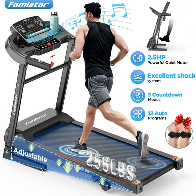 300lbs Folding Treadmill w/ 3HP Motor, 64+7 Programs, Incline Treadmill for Home, 7.5MPH Speed, APP Control