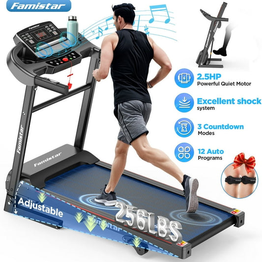300lbs Folding Treadmill w/ 3HP Motor, 64+7 Programs, Incline Treadmill for Home, 7.5MPH Speed, APP Control