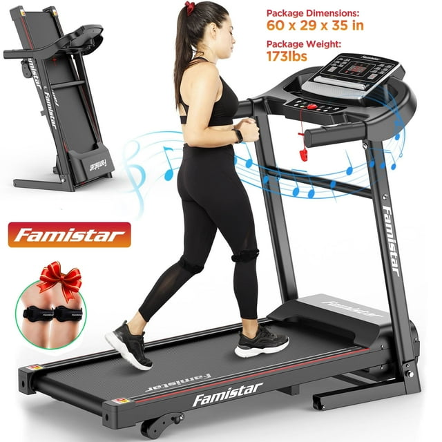 3HP Foldable Treadmill with 300lb Capacity & Incline, Portable Treadmill for Home Running Walking Jogging