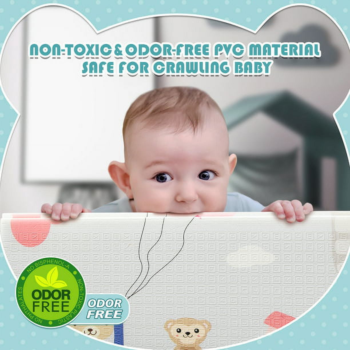 Play Yard for Baby and Toddlers with 4 Pull Ring and 1 Storage Bag Anti-Slip Sucker