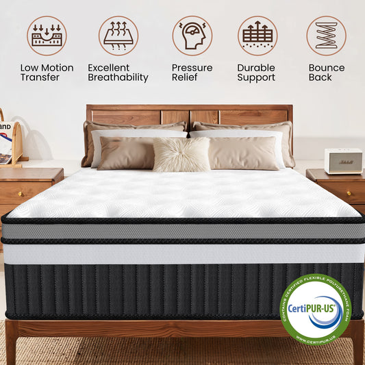 14" Cooling Gel Memory Foam King Mattress, Mattress in a Box, Medium Firm