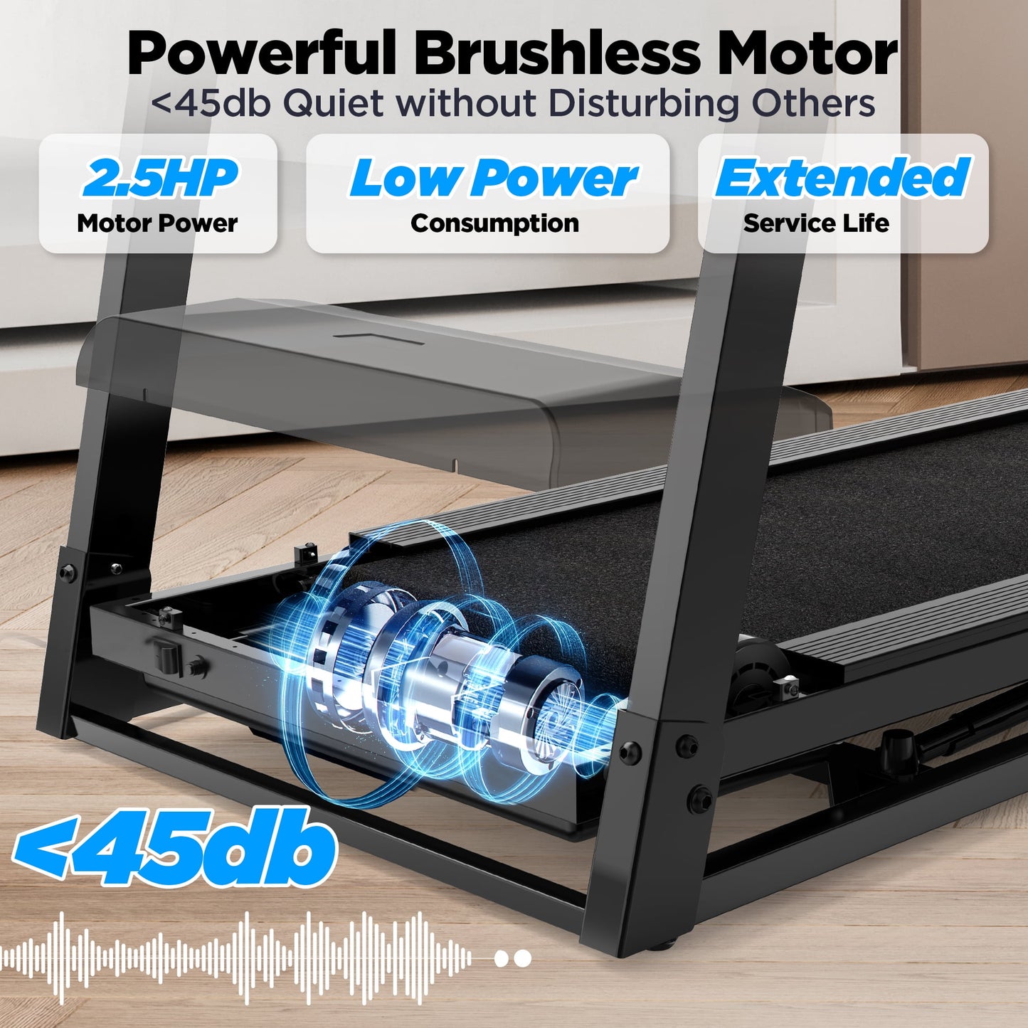 MAJUNES Folding Treadmill, 2.5HP Treadmill for Home, Treadmill 300lbs Capacity with Incline