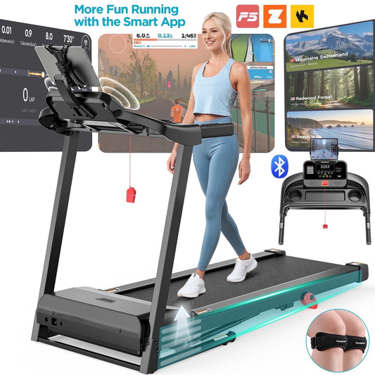 3HP Treadmill for Home, 300LBS Capacity Folding Treadmill w/ Incline, Virtual Run with APP Connection