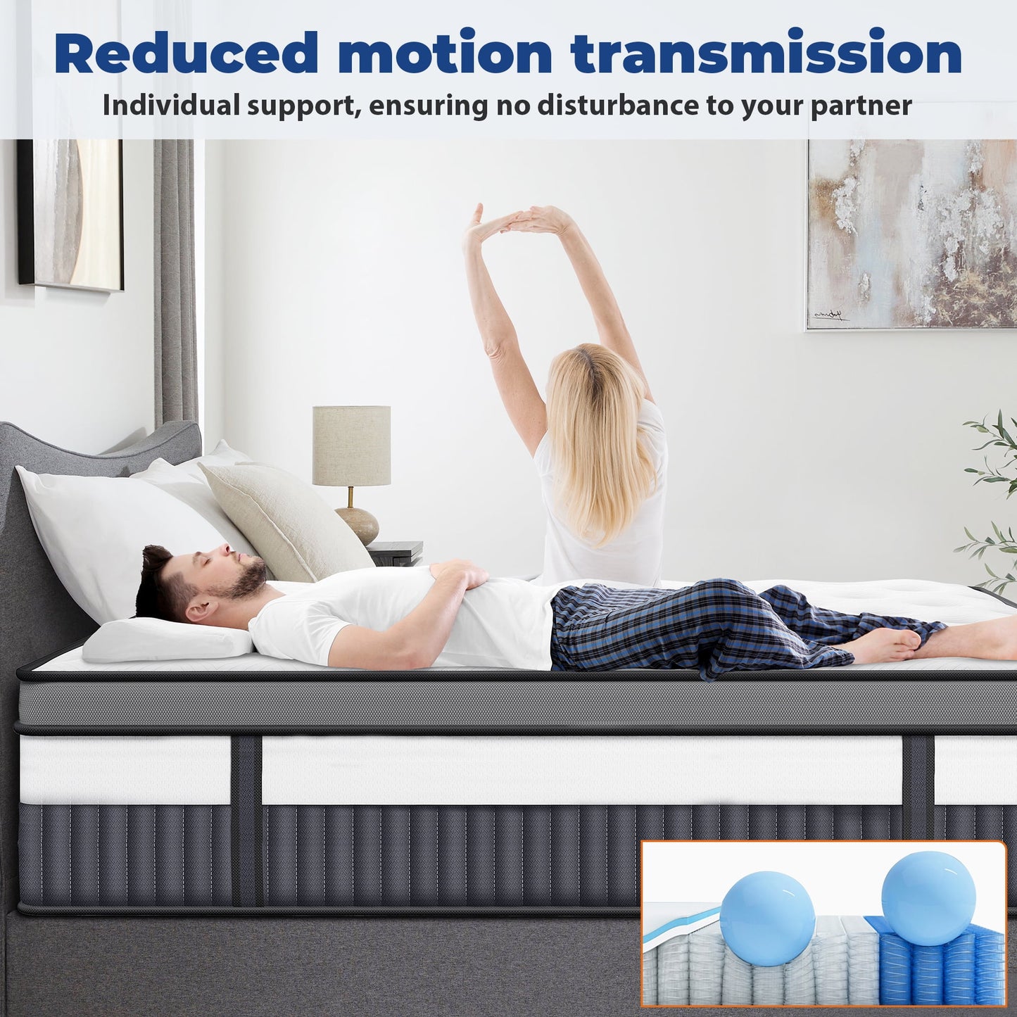 Queen Size Mattress, 14 Inch Memory Foam Hybrid Mattress in a Box, Breathable Bed Mattress