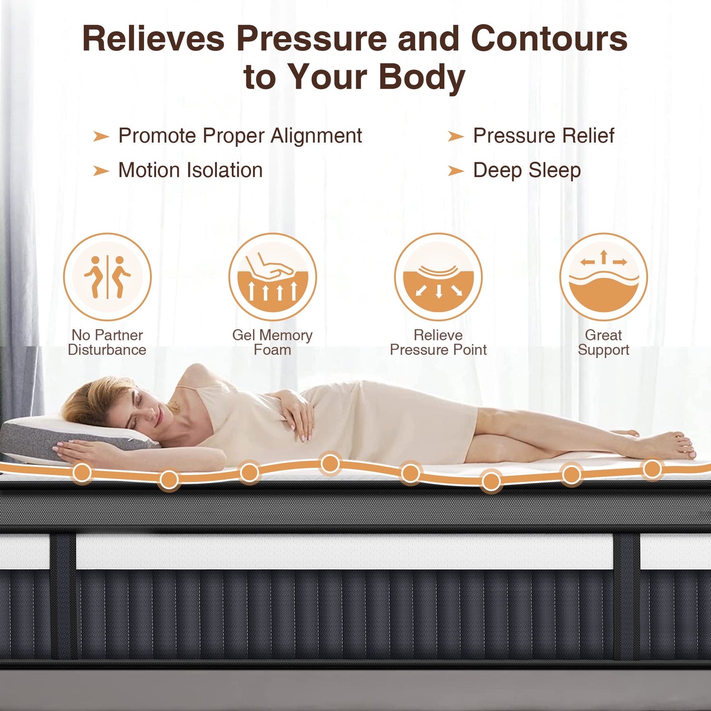Campmoy 14 Inch King Mattress in a Box, Memory Foam Mattress, Pocket Spring for Motion Isolation, Medium Firm