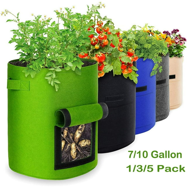 7 Gallon Potato Grow Bags, Grow Bags Garden Container Heavy Duty Aeration Fabric Pots Thickened