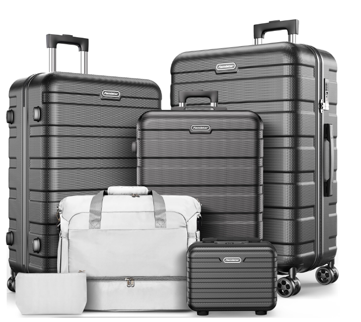 MAJUNES 5 Piece Hardside Luggage Suitcase Set with 360° Double Spinner Wheels Integrated TSA Lock ABS Hardshell Luggage for Travel Trips Business