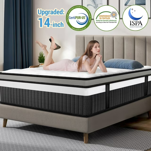 Queen Size Mattress, 14 Inch Gel Memory Foam King Mattress for Cooling Night & Pressure Relief, Medium Plush Feel with Motion Isolating