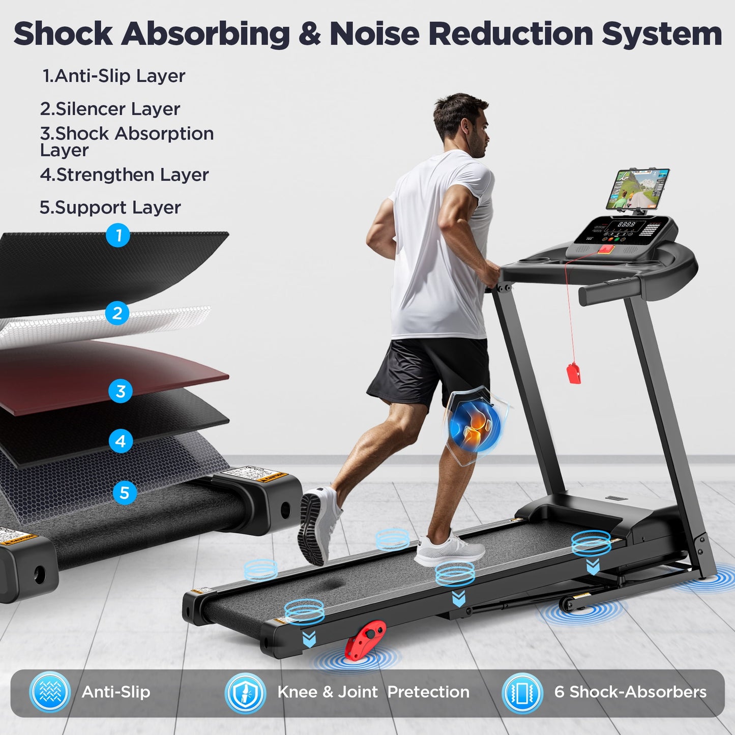 MAJUNES Folding Treadmill, 2.5HP Treadmill for Home, Treadmill 300lbs Capacity with Incline