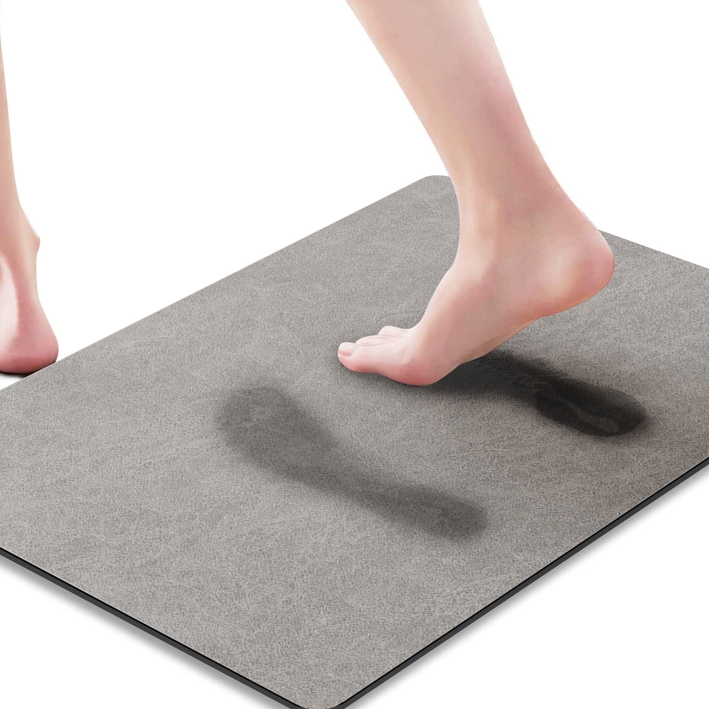 Quick Dry Bath Mat Rug 24"x16" , Non Slip Quick Dry Super Absorbent Thin Bathroom Rugs for Bathroom Easy to Clean- Gray