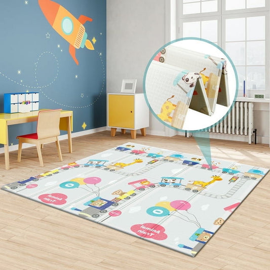 XL BPA Free 79x71inch Reversible Foldable Baby Play Mat, Waterproof Thick Foam Floor Baby Crawling Mat